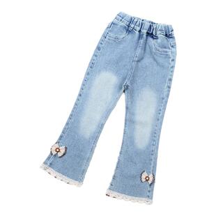 女童装春秋新款微喇叭牛仔裤子5中童装女孩子修身淑女6韩版7长裤8