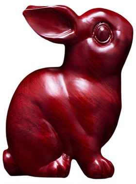 红花梨木中式客厅大师雕刻兔子