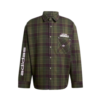 阿迪达斯三叶草棉质运动宽松法兰绒针织26新款男长袖衬衫 KG6451