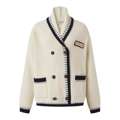 DIANA VEVINA 25秋冬双排扣撞色开衫