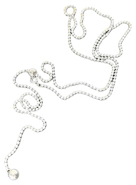 S925纯银抽拉可调节项链切面豆豆链圆珠素链百搭长款毛衣链高级感