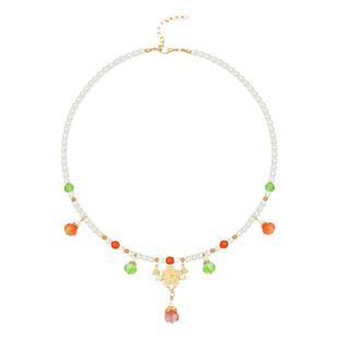 女童汉服珍珠项链中国风明制软璎珞儿童古风配饰唐风宋制琉璃吊坠