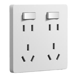 86型暗装插座10孔带开关独立二开十孔面板错位16A五孔6六孔厨房