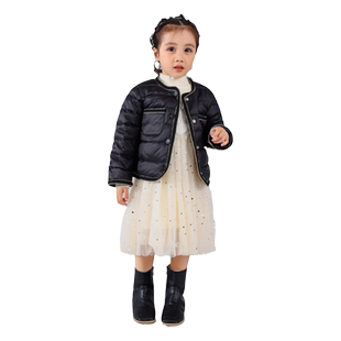 冬装女童羽绒服外套上衣短款白鸭绒轻薄洋气保暖花边小香风