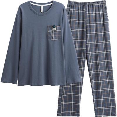 芬腾男士睡衣秋款圆领纯棉长袖