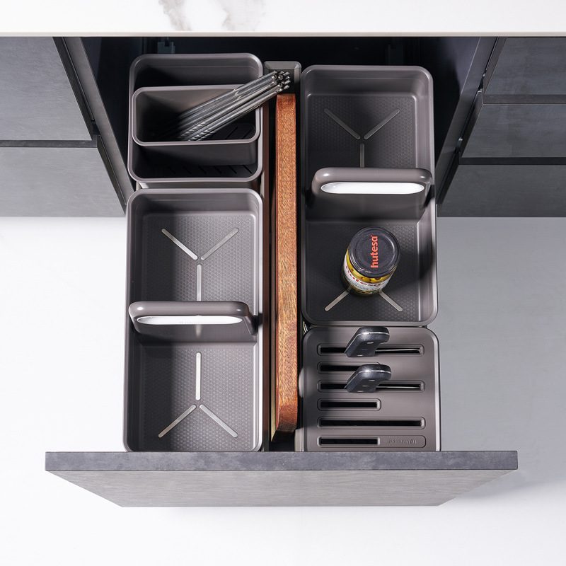 Unihopper库博梦影玻璃调味拉篮厨房抽屉式收纳架缓冲静音多层