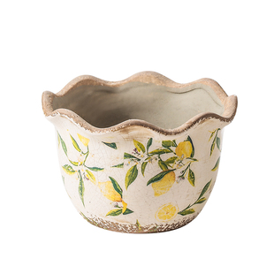 柠檬花型创意欧式复古摆件多肉花盆陶瓷户外庭院家居客厅家用仿古