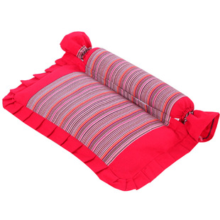 老粗布花边款组合枕套颈椎枕套带拉链双层枕套单人枕头套 可拆洗