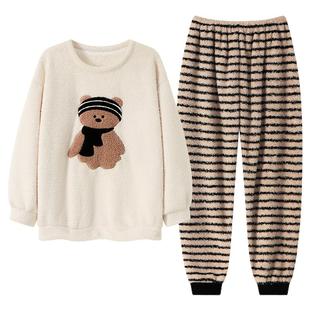 【加长版】170-175CM高个子180冬季女士半边绒加厚长袖睡衣家居服