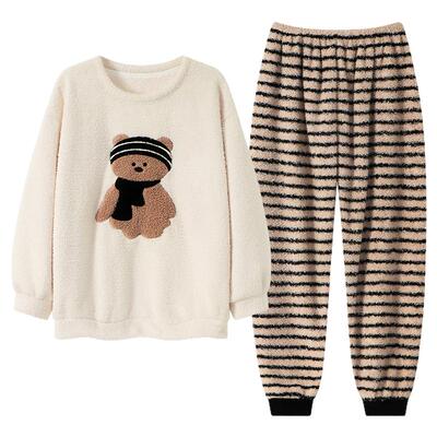 【加长版】170-175CM高个子180冬季女士半边绒加厚长袖睡衣家居服