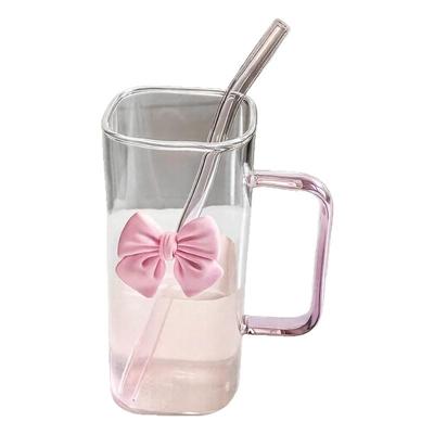 玻璃杯女生高颜值泡茶学生可爱吸管杯子食品级高硼硅玻璃杯耐高温