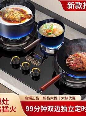 正品新飞燃气灶家用节能煤气灶三眼灶台嵌两用双边定时聚能猛火