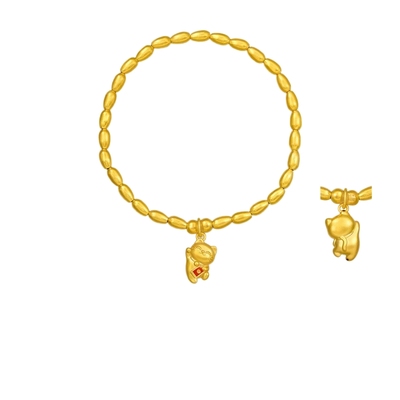 周生生微糖系列米珠招财猫咪手链