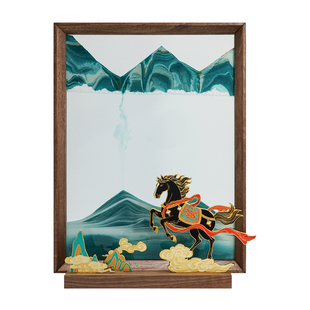 马鹿马到成功流沙画摆件装饰品办公室客厅高档马年本命年新年礼物