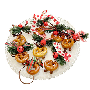 香桔圣诞装饰品创意ins风碱水面包挂件diy车挂铃铛圣诞树花环挂饰