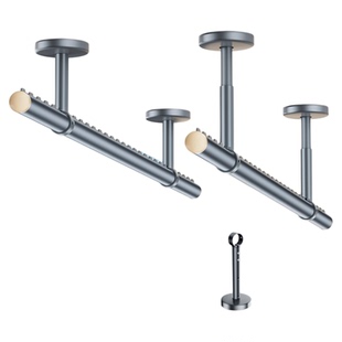 铝合金阳台顶装挂衣杆上门安装双层家用室外固定式吊杆衣杆晾衣架