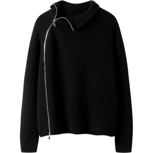 搭配万JIN油~男女同款侧拉链100%纯山羊绒针织开衫23秋冬新品