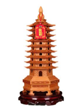 桃木文昌塔摆件9层13层书桌装饰