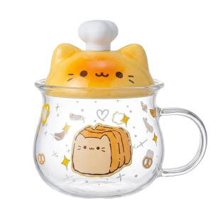 可爱超萌小猫特别好看的玻璃杯女生高颜值独特漂亮高硼硅水杯带盖