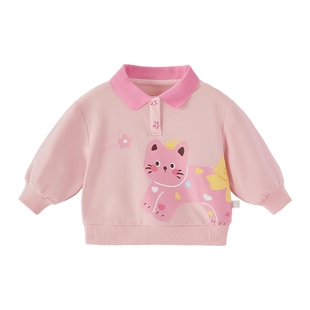 儿童卫衣春秋女童春装卡通上衣女孩春季男童翻领童装宝宝可爱衣服