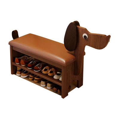 实木小狗换鞋凳家用门口鞋柜