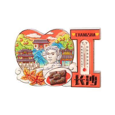 创意城市旅游装饰冰箱磁贴温度计