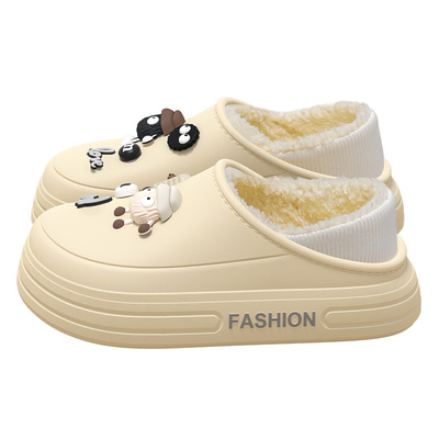 踩屎感棉拖鞋女士冬季包跟