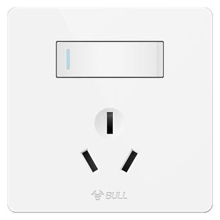 公牛插座旗舰16A热水器空调插座86型墙壁暗装三孔面板带开关G12白