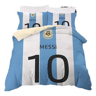曼联足球梅西全棉3四件套纯棉C罗姆巴佩床单被套内马尔学生宿舍2m