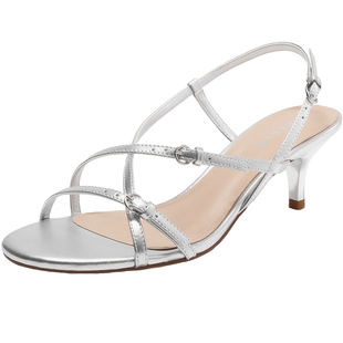 白百何同款百丽华尔兹凉拖鞋夏季新款法式婚鞋细高跟鞋3WS33BL5