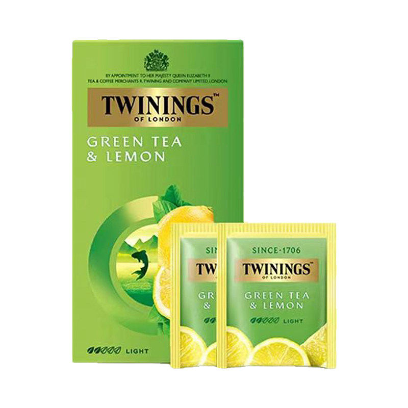 特价英国TWININGS绿茶包 川宁柠檬绿茶25包清新自然可冷泡 果味茶