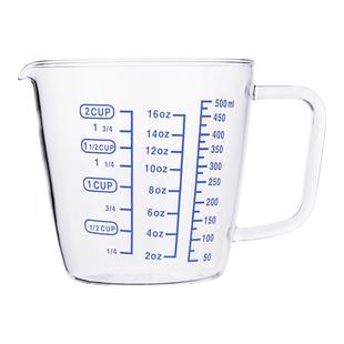 一屋窑正品耐热玻璃量杯带刻度附盖子烘焙牛奶杯可微波炉电陶炉用