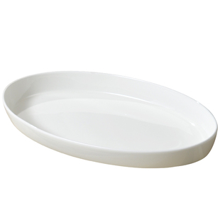 骨瓷日式蒸鱼盘家用陶瓷鱼盘高级感轻奢深盘子椭圆形深鱼盘耐高温