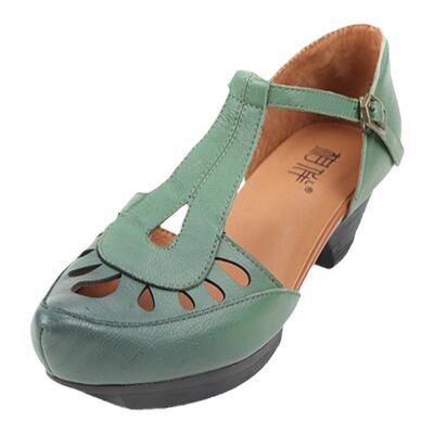 相伴中跟镂空夏季百搭复古凉鞋