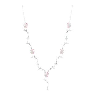 PP饰品《花间精灵》原创花朵925纯银Y形项链女精致百搭颈链锁骨链