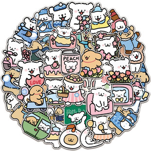 50张LULU猪贴纸可爱猪贴画装饰笔记本手账本周边手机壳背卡行李箱平板电脑水杯防水DIY涂鸦贴纸装饰贴纸个性