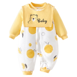 婴儿连体衣秋冬款加棉三个月宝宝衣服冬装外出服男宝冬天棉服冬季