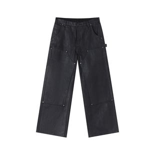 VLABMADE 重制B01暗纹迷彩双膝工装裤*意大利软胶哑光涂层牛仔裤