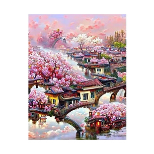唯美古风江南风景钻石画2026新款满钻客厅卧室手工diy点贴装饰画