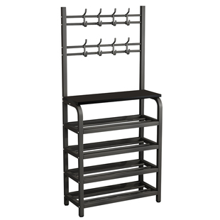 家用衣架鞋架一体简易衣帽架门口多层鞋架多功能简约出租房用鞋柜