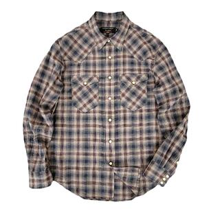 西里布美式复古休闲水洗长袖格子衬衫男夏季薄款咔叽新品 非rrl