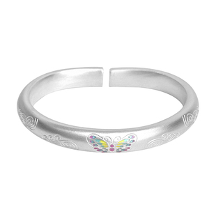 大克重蝴蝶银手镯女9999纯泥鳅背马蹄镯年轻款银镯子妈妈生日礼物