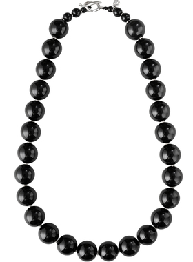 天然黑玛瑙S925银锁骨链女项链