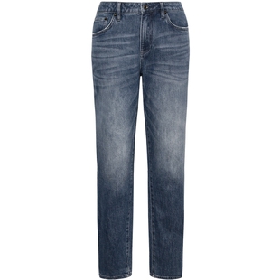 利郎官方 牛仔裤男士2026春季休闲男装猫须中腰微弹修身男士长裤