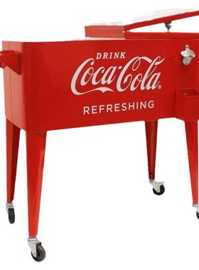美国复古可口可乐手推车冷藏户外
