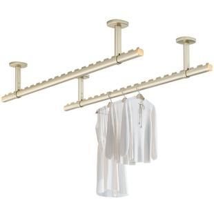 比人晾衣杆阳台固定式顶装晾衣架墙上固定晒衣杆一根家用防风悬挂