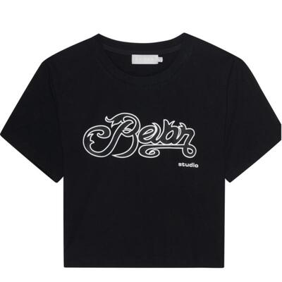 REVAN芮范设计师款酷黑立体印花修身T恤RN71001006