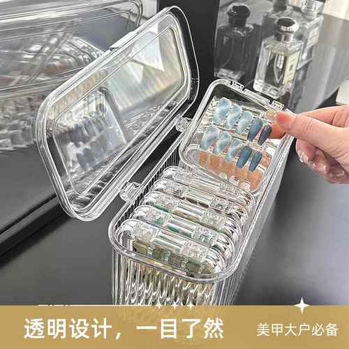 穿戴甲收纳盒指甲贴片专用防尘收藏展示盒透明亚克力美甲包装盒子