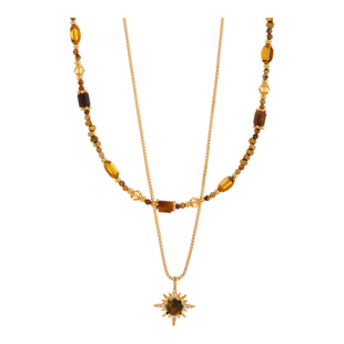 金色虎眼石叠戴项链配毛衣女款2026新款毛衣链高级感轻奢小众配饰