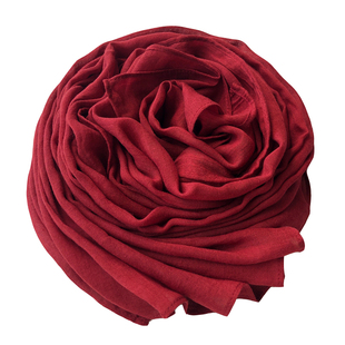 酒红色米色围巾女棉麻春秋冬季韩版长款百搭薄款披肩纯色亚麻丝巾